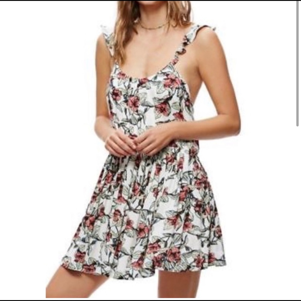 Free People Floral Low-Back Mini Dress | Size M | Open Back